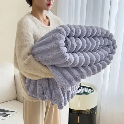 Cozy Fleece Throw Blanket | Checked Faux Lambswool | Ultra Soft Winter Blanket | Brick By Brick