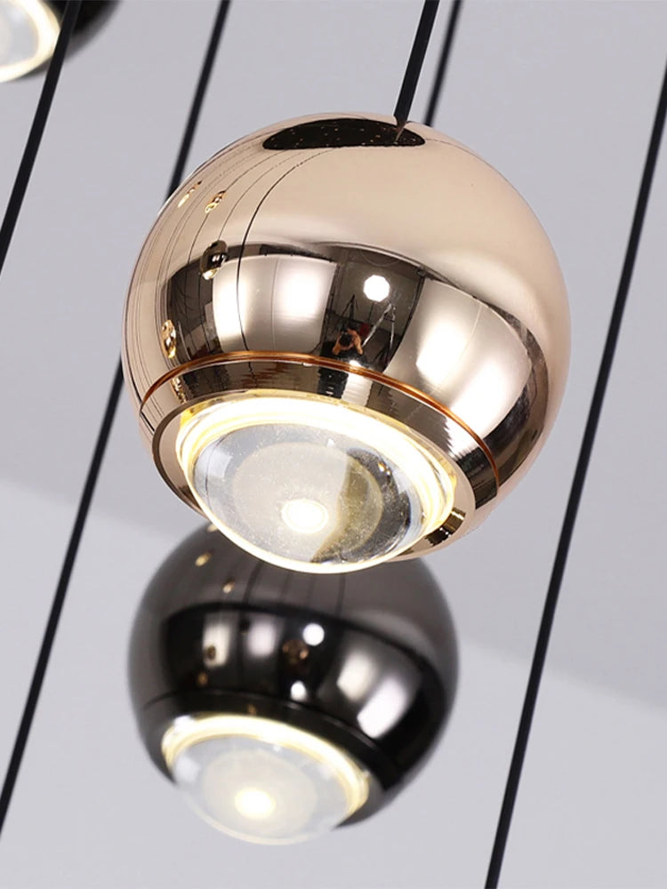 Modern Crystal Pendant Chandelier | H 59.1 - 98.4 in | Black Gold LED Ceiling Light | Luxury Lighting | Brick by Brick