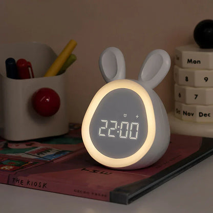 Kids Digital Alarm Clock | 4.2 × 3.6 × 5.4 in | Bunny Night Light Design | Cute LED Alarm Clock | Brick by Brick