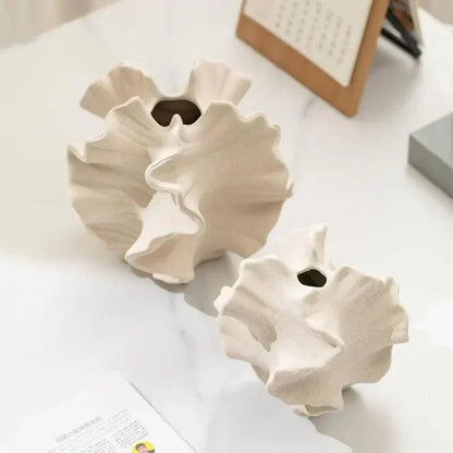 Geometric Wave Ceramic Vase | 5.9 - 7.9 in | Minimalist Ripple Home Décor | Elegant Centerpiece | Brick by Brick