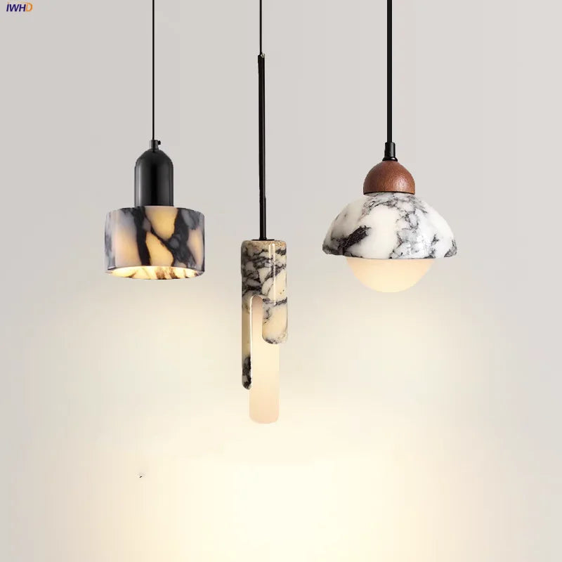 Marble LED Pendant Lamp | Modern Nordic Ceiling Light | Adjustable Hanging Fixture | Brick by Brick