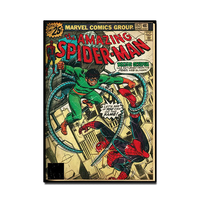 Spider-Man Canvas Wall Art | 5.1 - 21.7 in | Retro Marvel Superhero Poster | Unframed | Brick by Brick