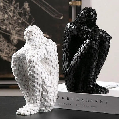 Shizuka Ornament Sculpture | 8.3" Abstract Resin Figurine | Woven Texture
