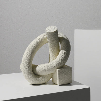 Suteki Ornament Sculpture | 9.8" Abstract Resin Art Loop Form | Neutral White, Black or Gold Gradient
