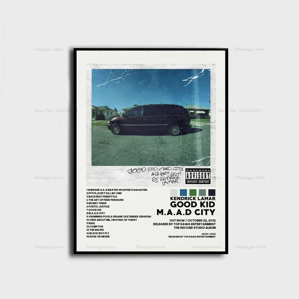 Kendrick Lamar Album Canvas Wall Art | 7.9 - 19.7 in | Good Kid Maad City Poster | Hip Hop Music Decor | Unframed | Brick by Brick