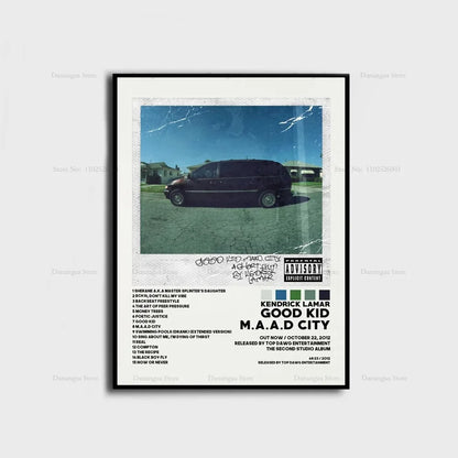 Kendrick Lamar Album Canvas Wall Art | 7.9 - 19.7 in | Good Kid Maad City Poster | Hip Hop Music Decor | Unframed | Brick by Brick