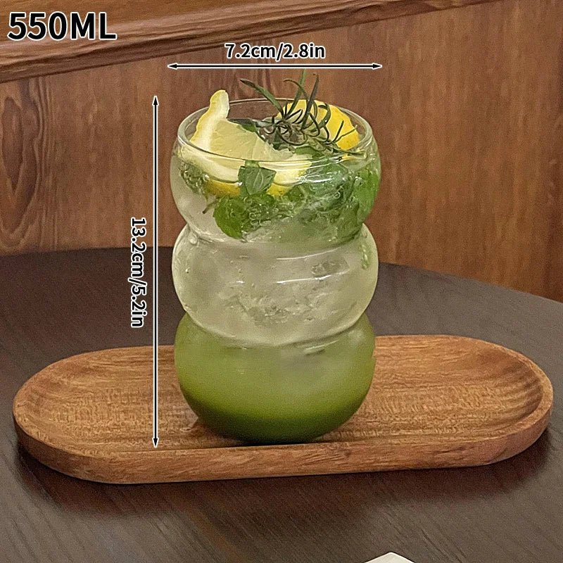 Wave Glass Cup | Transparent Ripple Drinking Cup | 300ml to 650ml | Creative Mug | Brick by Brick