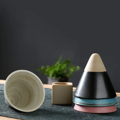 Cone‑Shaped Espresso Cup – Vintage Style Ceramic - with Stand-Brick by Brick London-Brick By Brick London