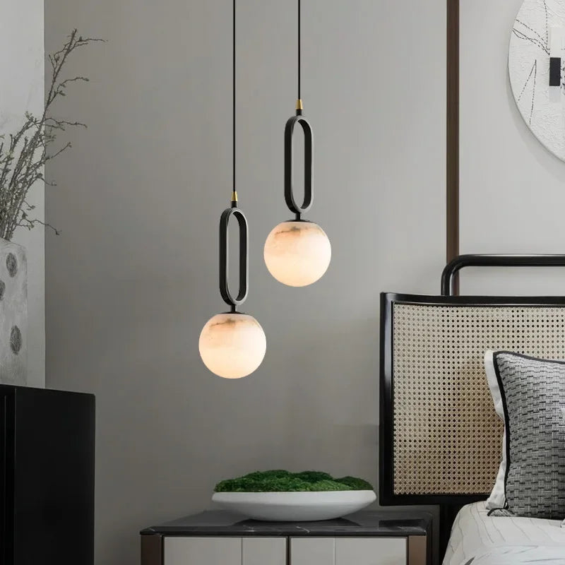 Real Natural Marble Pendant Light | 8.7 x 4.7 x 2.6 in | Modern Scandinavian Design | Elegant Home Lighting | Brick by Brick