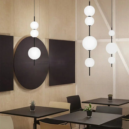 Nordic Glass Pendant Chandelier | H31.5in-40.6in | LED Globe Ceiling Light | 3 or 4 Ball Adjustable Hanging Fixture | Brick by Brick