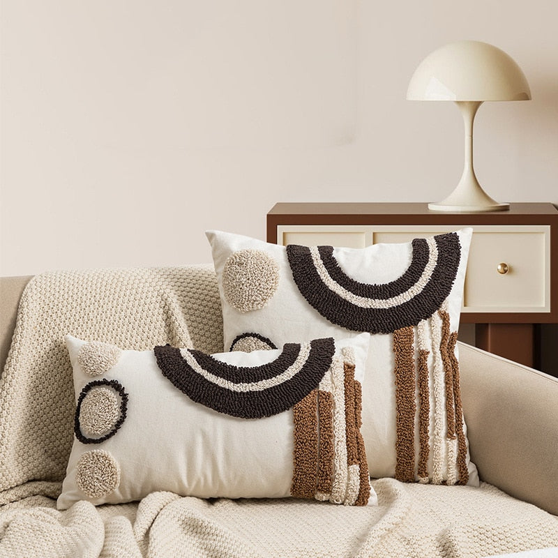 Japandi Floral Pillowcase | Cotton & Linen | Colorful Embroidered Accent | Brick by Brick