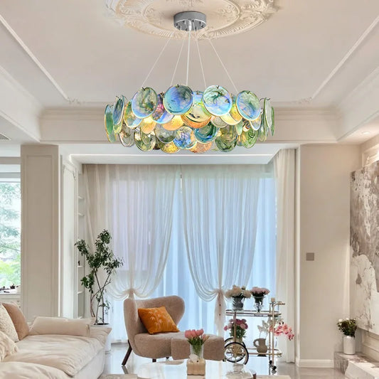 Murano Glass Chandelier | 19.7-35.4 in | Glass + Iron | LED Bulbs Included | Colorful Pendant Light | Brick by Bric