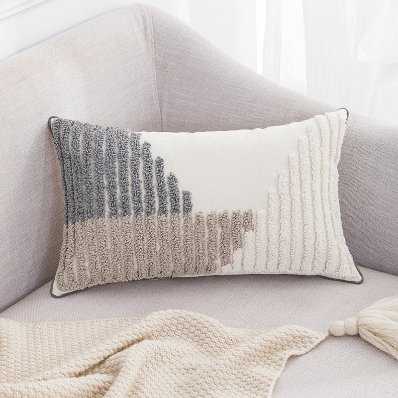 Graphic Japandi Pillowcase | Cotton Linen | Beige Gray Cushion Cover | Modern Scandinavian Japanese Style | Brick by Brick