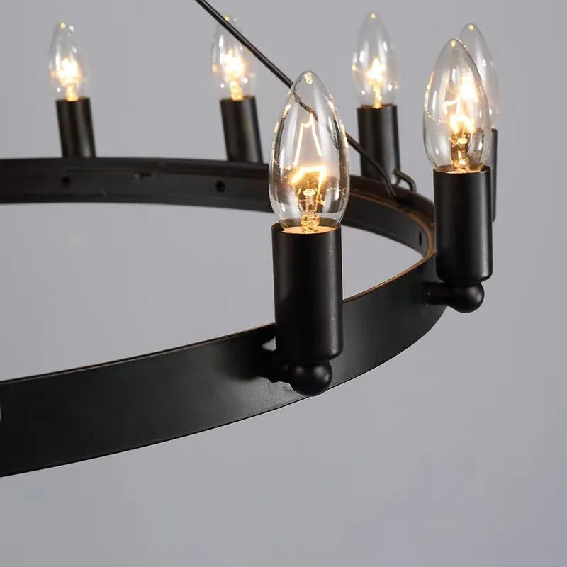 Vintage Industrial Iron Pendant Lamp | 12 - 33 Heads | Round Retro Chandelier | LED Compatible Droplight for Home Café Restaurant | Brick by Brick