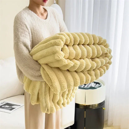 Cozy Fleece Throw Blanket | Checked Faux Lambswool | Ultra Soft Winter Blanket | Brick By Brick