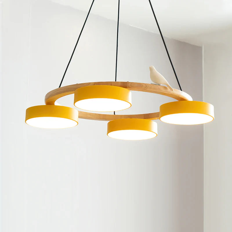 Morandi Style Chandelier | 25.6/28.3 x 5.5 in | Metal, Wood, Resin, Acrylic | Adjustable Pendant | Brick by Brick