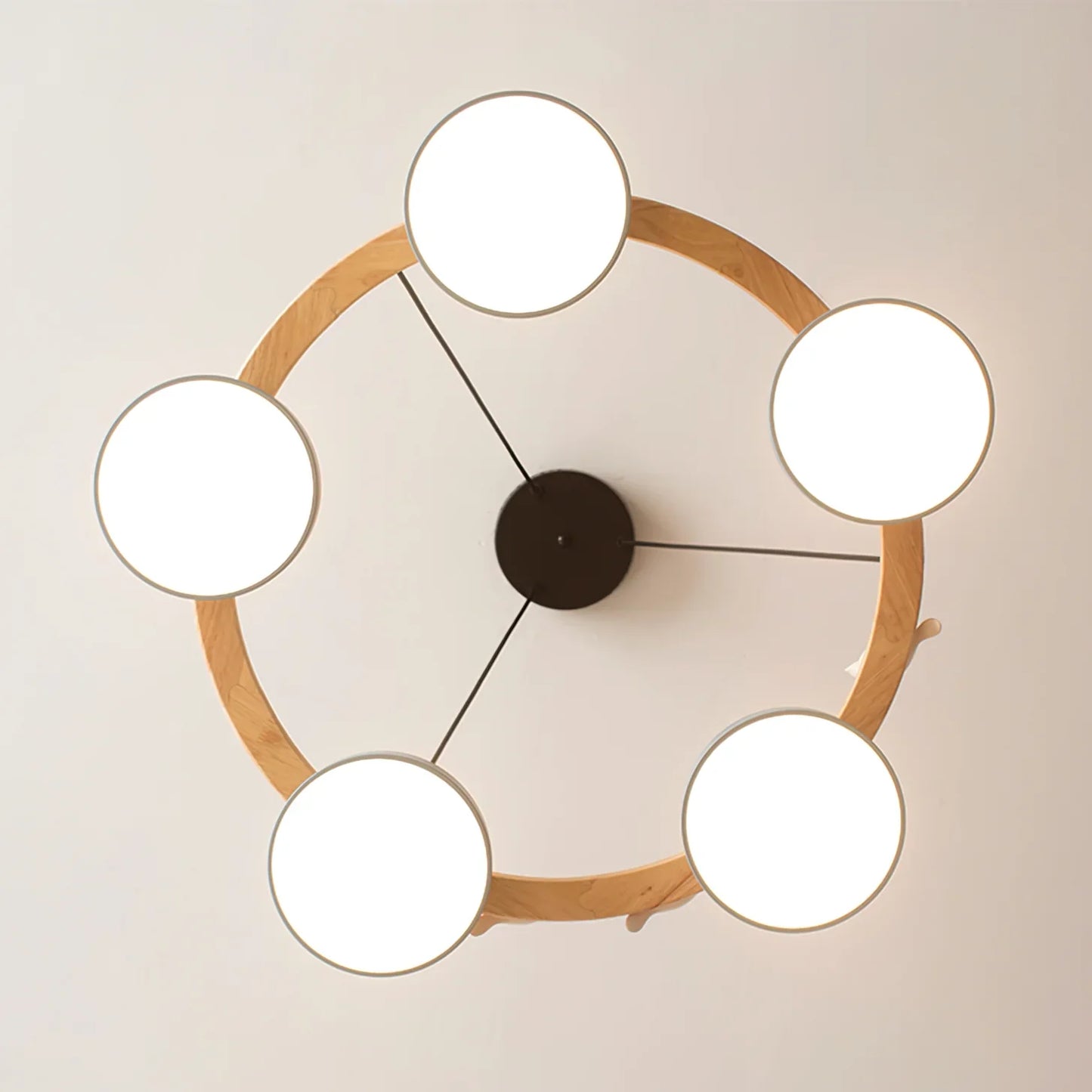 Morandi Style Chandelier | 25.6/28.3 x 5.5 in | Metal, Wood, Resin, Acrylic | Adjustable Pendant | Brick by Brick