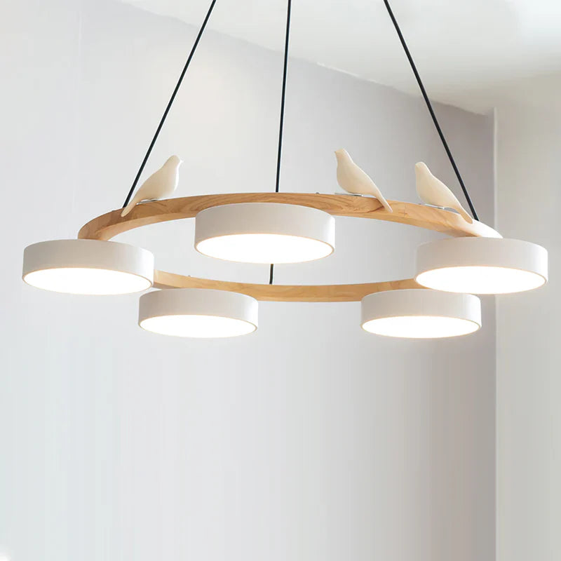 Morandi Style Chandelier | 25.6/28.3 x 5.5 in | Metal, Wood, Resin, Acrylic | Adjustable Pendant | Brick by Brick