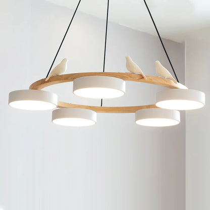 Morandi Style Chandelier | 25.6/28.3 x 5.5 in | Metal, Wood, Resin, Acrylic | Adjustable Pendant | Brick by Brick