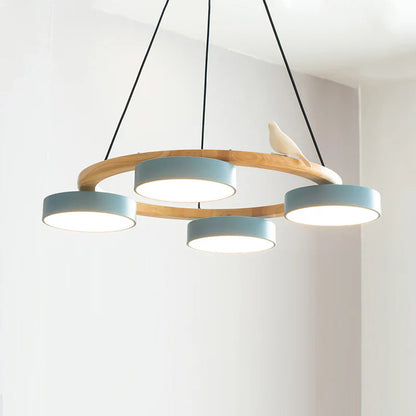 Morandi Style Chandelier | 25.6/28.3 x 5.5 in | Metal, Wood, Resin, Acrylic | Adjustable Pendant | Brick by Brick