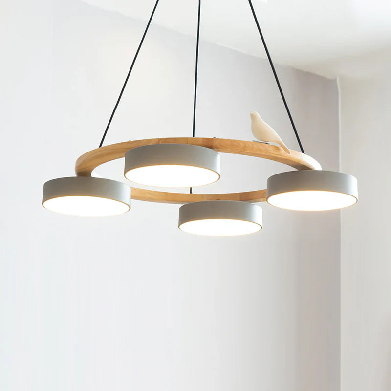 Morandi Style Chandelier | 25.6/28.3 x 5.5 in | Metal, Wood, Resin, Acrylic | Adjustable Pendant | Brick by Brick