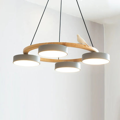 Morandi Style Chandelier | 25.6/28.3 x 5.5 in | Metal, Wood, Resin, Acrylic | Adjustable Pendant | Brick by Brick