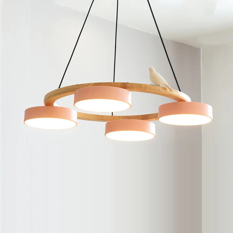 Morandi Style Chandelier | 25.6/28.3 x 5.5 in | Metal, Wood, Resin, Acrylic | Adjustable Pendant | Brick by Brick