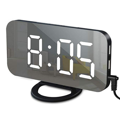 Sleek Mirrored LED Digital Alarm Clock | USB Powered | Adjustable Brightness & Memory Feature | Modern Wake-Up Light | 20 x 8 cm | Brick by Brick London 5