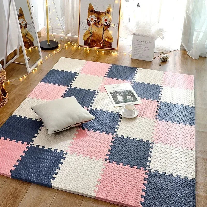 Foam Play Mat | 11.8 × 11.8 × 0.4 in | Soft Interlocking Tiles | Stylish Geometric Design | Brick by Brick