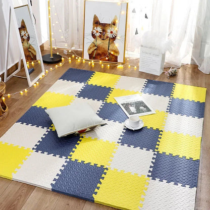 Foam Play Mat | 11.8 × 11.8 × 0.4 in | Soft Interlocking Tiles | Stylish Geometric Design | Brick by Brick