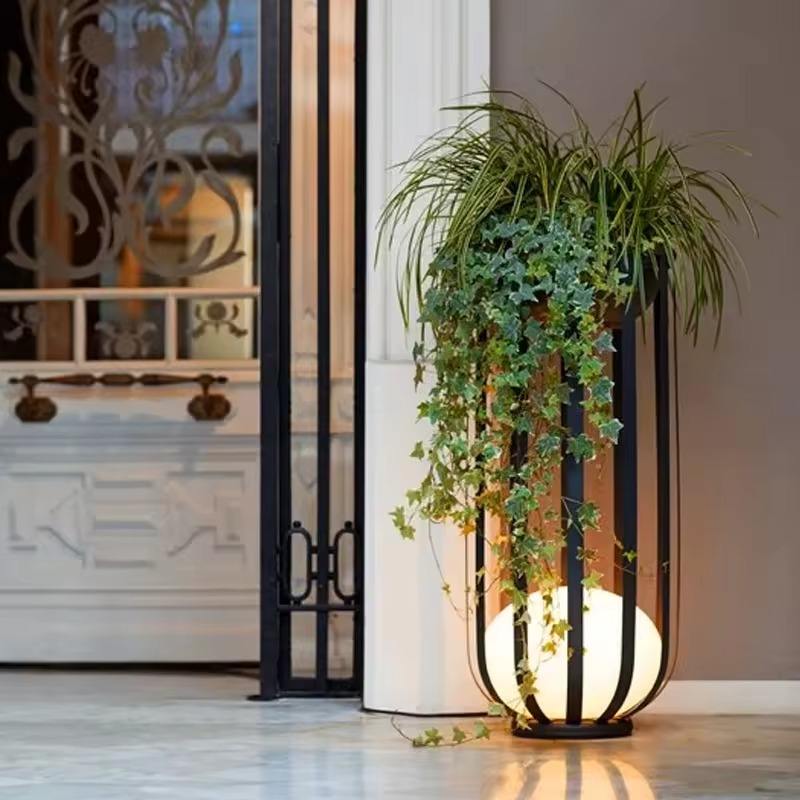 Solar Garden Lamp | 9.8 - 11.8 in | Modern Planter Stand Design | Outdoor LED Planter Light | Brick by Brick