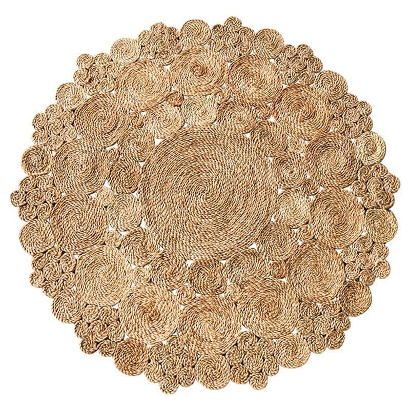Burlywood Hemp Floor Rug | D35 - 59 in | Thick Woven & Durable | Multiple Shapes | Brick by Brick