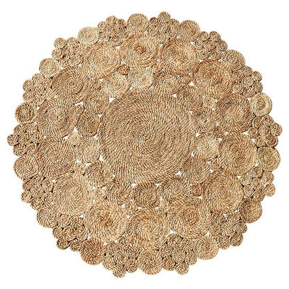 Burlywood Hemp Floor Rug | D35 - 59 in | Thick Woven & Durable | Multiple Shapes | Brick by Brick
