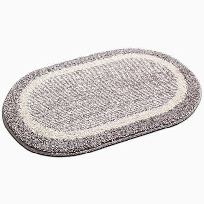 Oval Microfiber Bath Rug | 20-63 in | Soft & Slip-Resistant | Gray & Purple | Brick by Brick