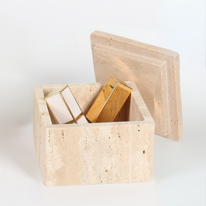 Travertine Jewelry Box | Natural Stone | Geometric Storage | Elegant Vanity Organizer | Brick by Brick