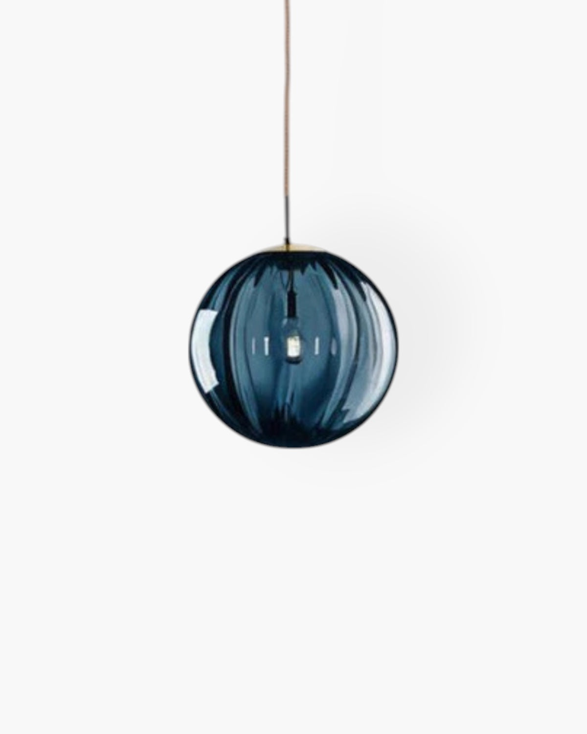 Hanging Pendant Lamp | Amber Glass Globe | Retro Modern Ceiling Light | Adjustable Cable Fixture | Brick By Brick