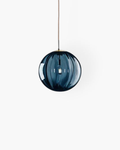 Hanging Pendant Lamp | Amber Glass Globe | Retro Modern Ceiling Light | Adjustable Cable Fixture | Brick By Brick