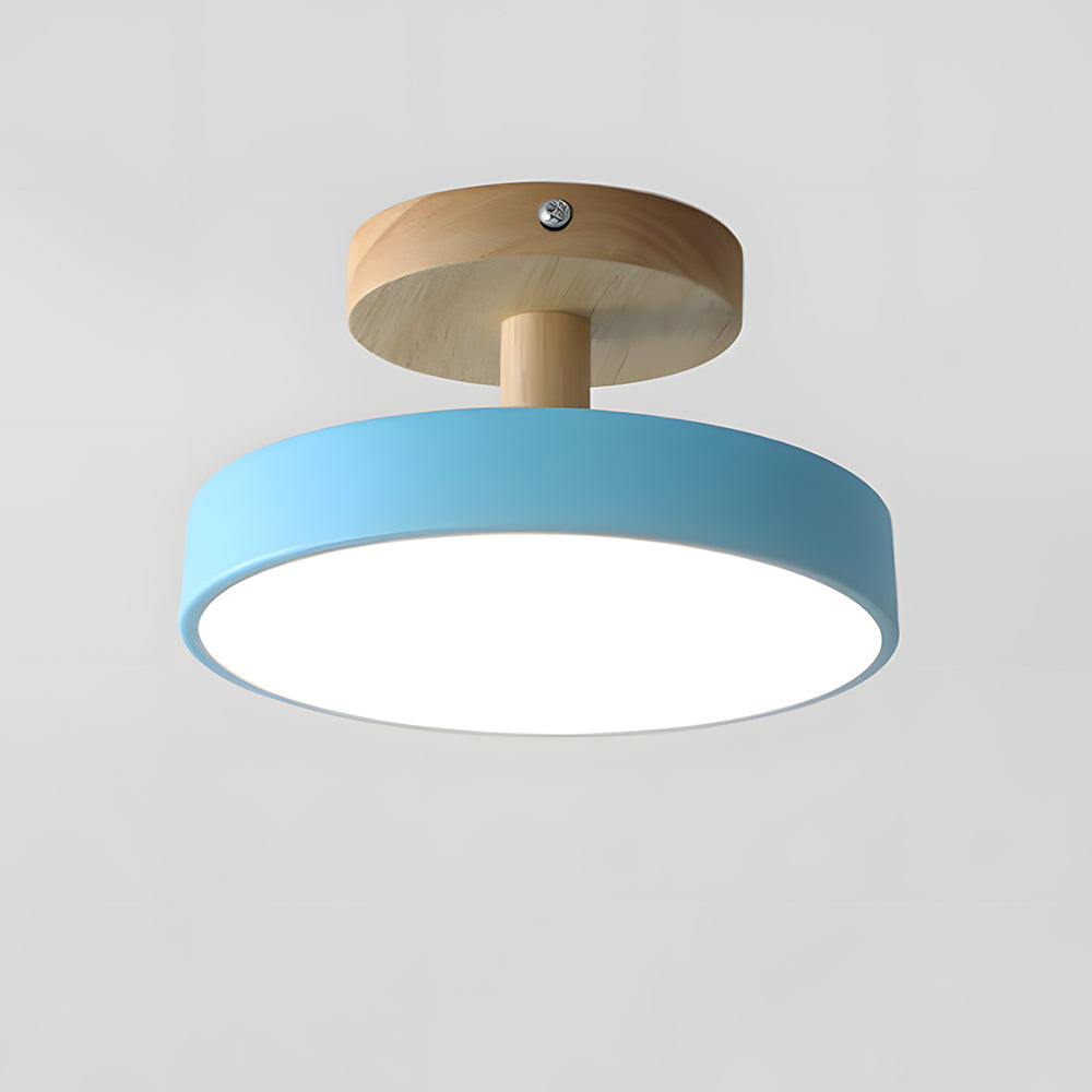 Industrial LED Ceiling Light | Wood & Iron Fixture | 12W Energy-Saving Lamp | 7.09x3.94 in | Brick by Brick