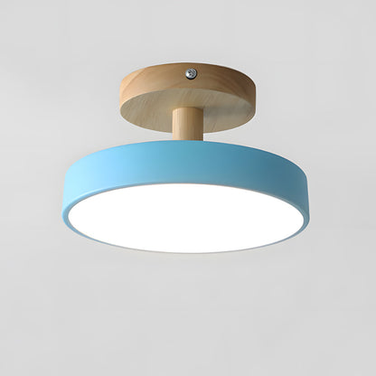 Industrial LED Ceiling Light | Wood & Iron Fixture | 12W Energy-Saving Lamp | 7.09x3.94 in | Brick by Brick