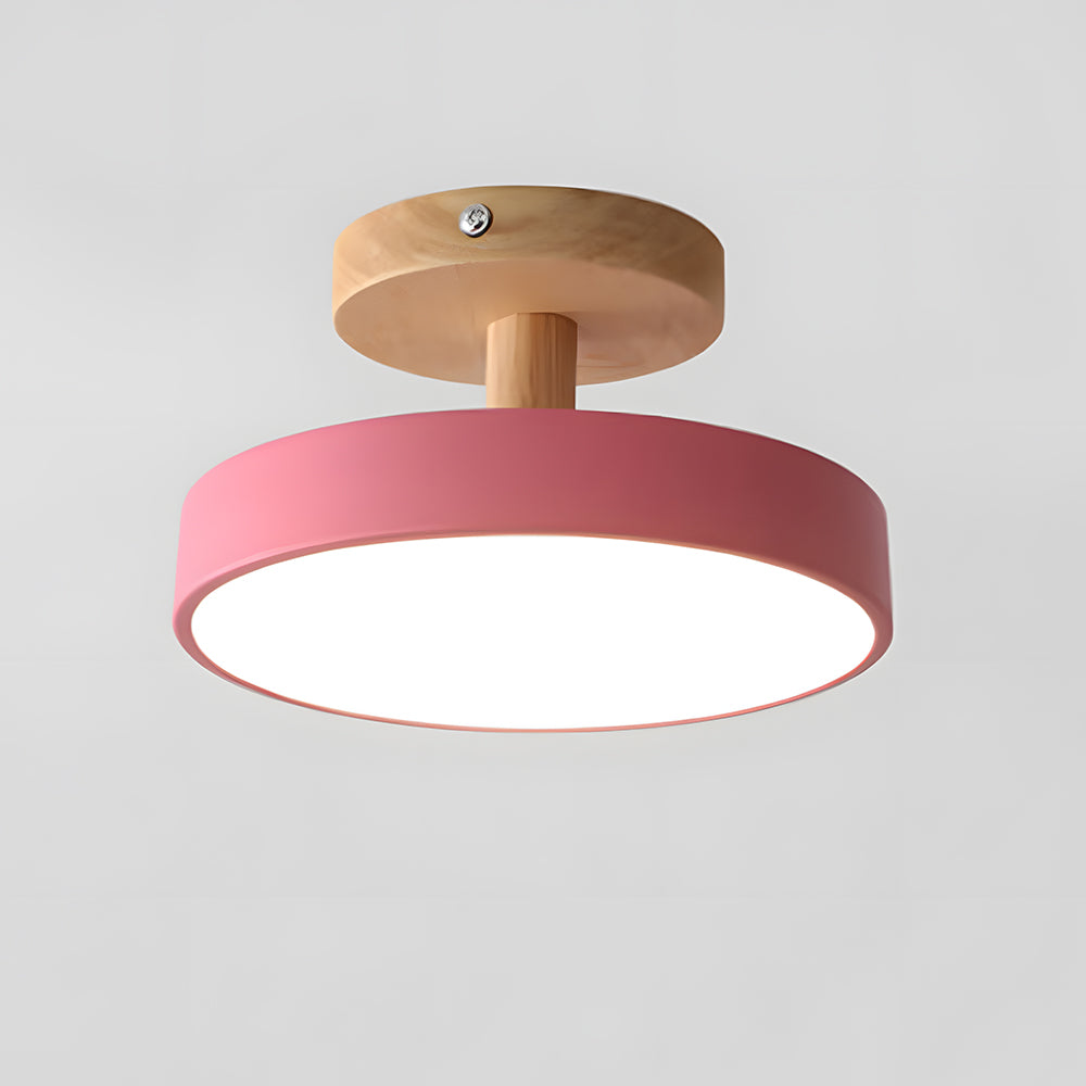 Industrial LED Ceiling Light | Wood & Iron Fixture | 12W Energy-Saving Lamp | 7.09x3.94 in | Brick by Brick