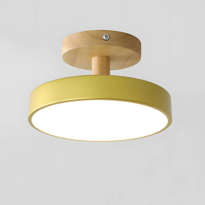 Industrial LED Ceiling Light | Wood & Iron Fixture | 12W Energy-Saving Lamp | 7.09x3.94 in | Brick by Brick