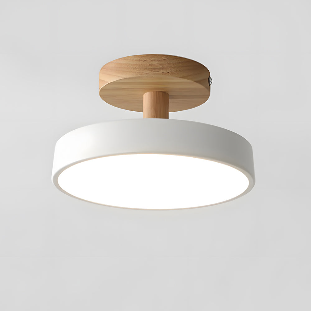 Industrial LED Ceiling Light | Wood & Iron Fixture | 12W Energy-Saving Lamp | 7.09x3.94 in | Brick by Brick