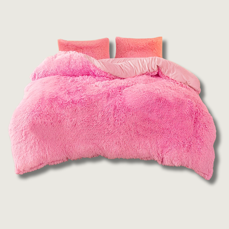 Plush Velvet Bedding Set | 3-4 Pieces Set 59 - 86.6 in | Soft Duvet Cover with Pompom Trim | Cozy & Elegant Bedroom | Brick by Brick