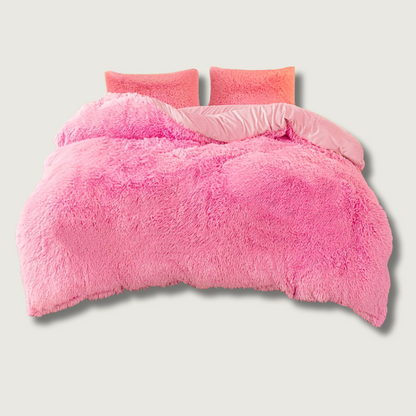 Plush Velvet Bedding Set | 3-4 Pieces Set 59 - 86.6 in | Soft Duvet Cover with Pompom Trim | Cozy & Elegant Bedroom | Brick by Brick