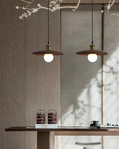 Ceiling Pendant Light | Slim Wood Shade | Japandi Zen | Minimalist Design