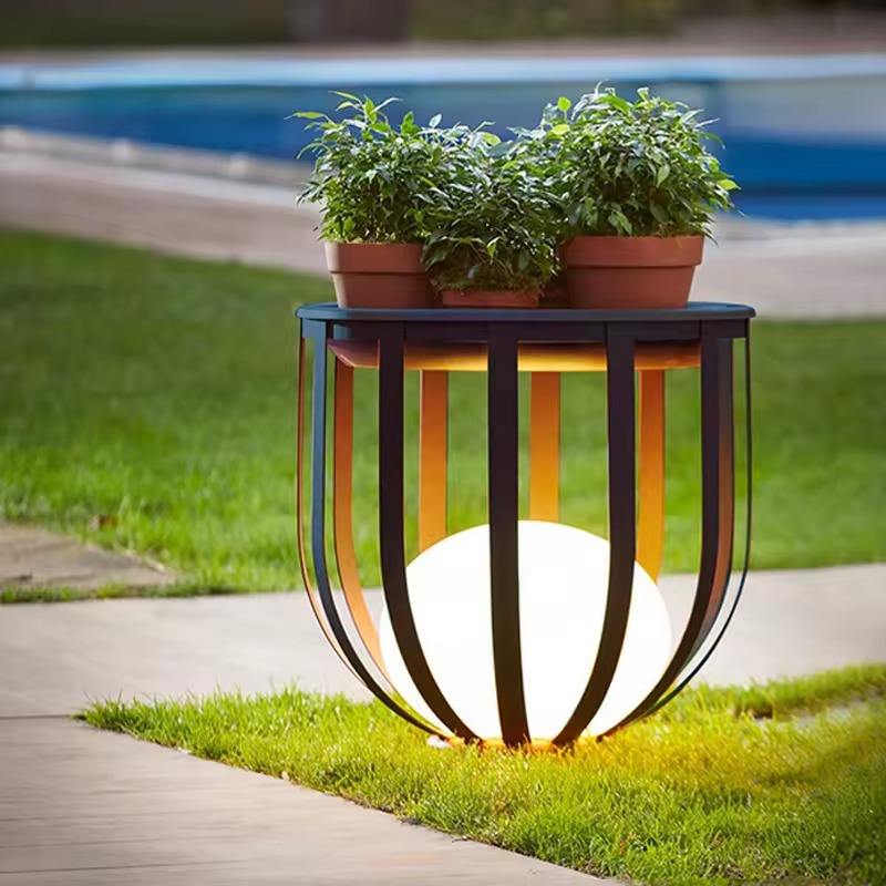 Solar Garden Lamp | 9.8 - 11.8 in | Modern Planter Stand Design | Outdoor LED Planter Light | Brick by Brick