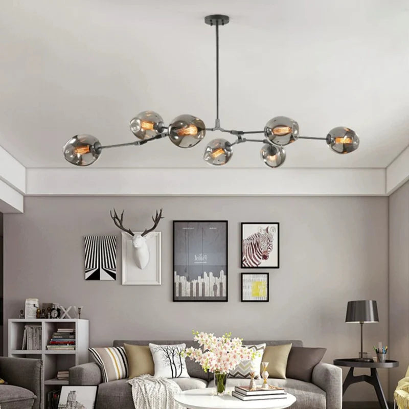 Nordic Modern Glass Pendant Light | H 31.5 - 39.3 in | Clear Bubble Design | Adjustable Brass Ceiling Fixture | Brick by Brick