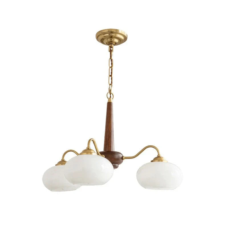 Wood Glass Vintage Chandelier | D15 - 26 in | Valentina Style | Brass & Walnut | Brick by Brick