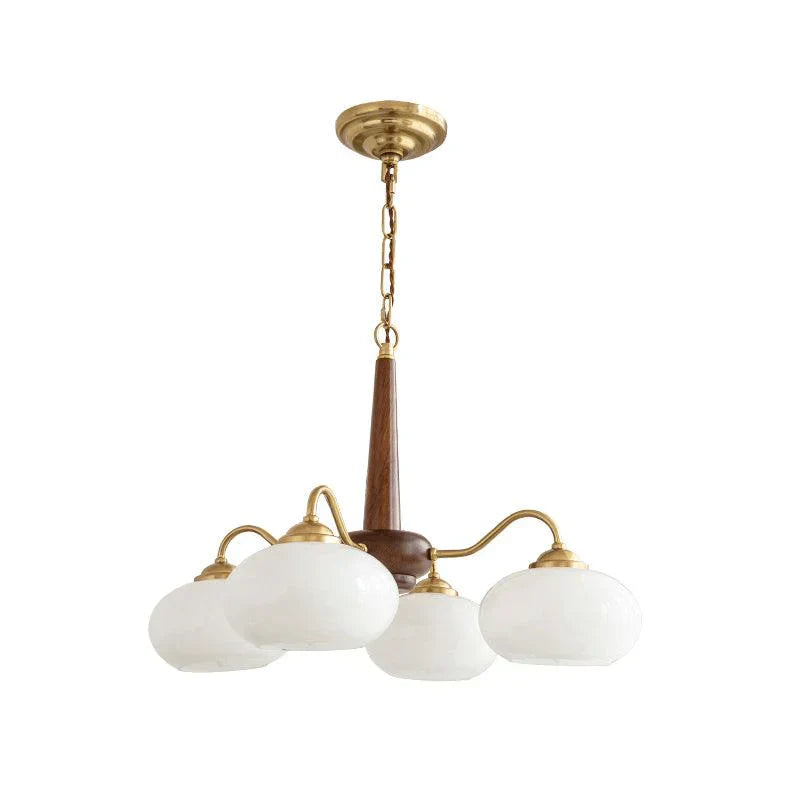 Wood Glass Vintage Chandelier | D15 - 26 in | Valentina Style | Brass & Walnut | Brick by Brick