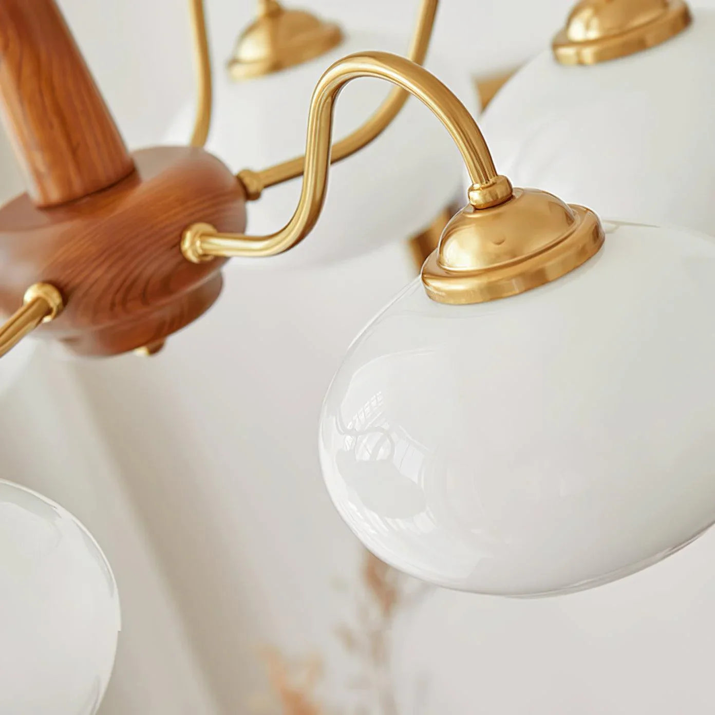 Wood Glass Vintage Chandelier | D15 - 26 in | Valentina Style | Brass & Walnut | Brick by Brick